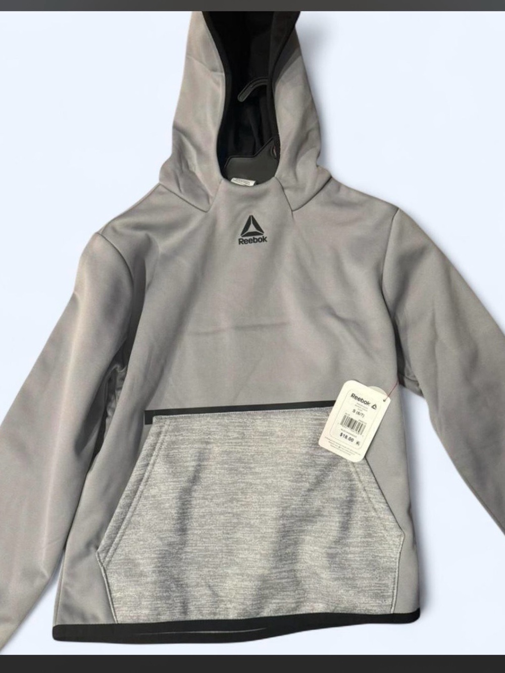 Reebok Kids' Light Gray Hooded Pullover with Heather Pocket